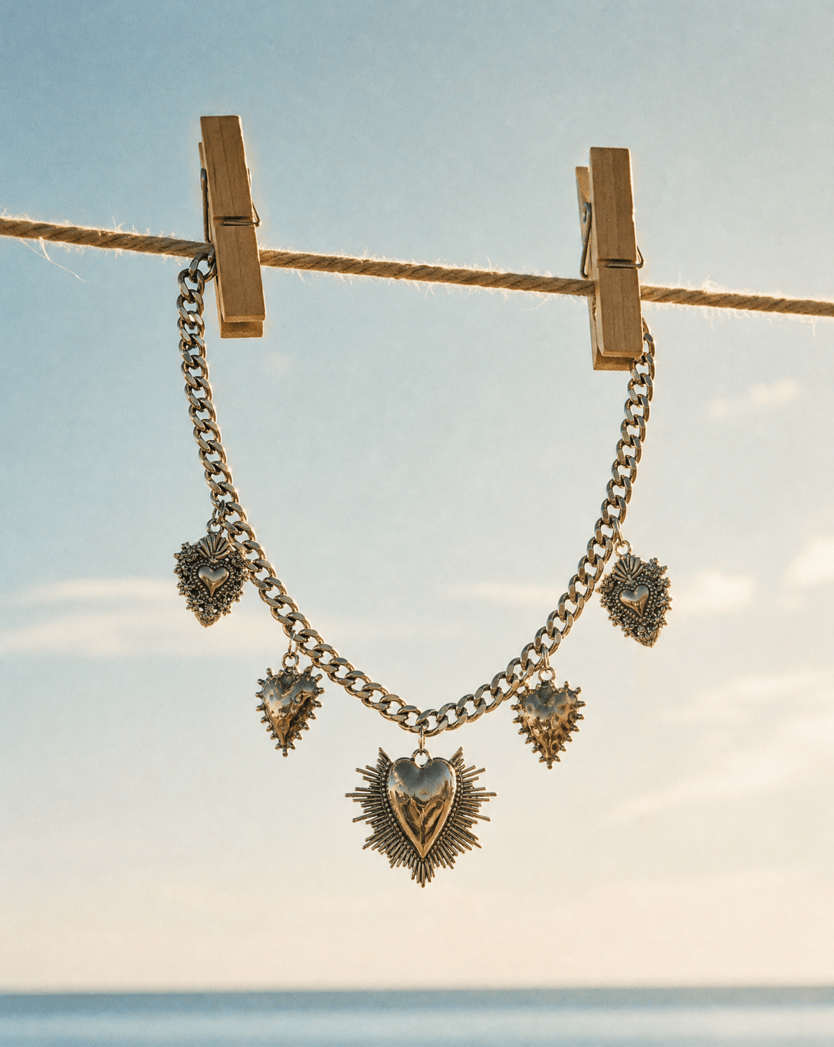Sacred Heart multi-charm curb chain necklace – Phoebe's