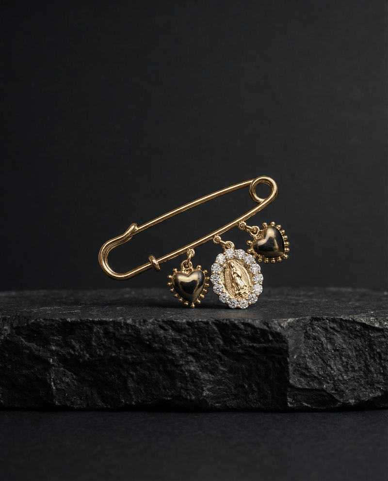 Sacred Heart and Virgin Mary safety pin brooch – Phoebe's