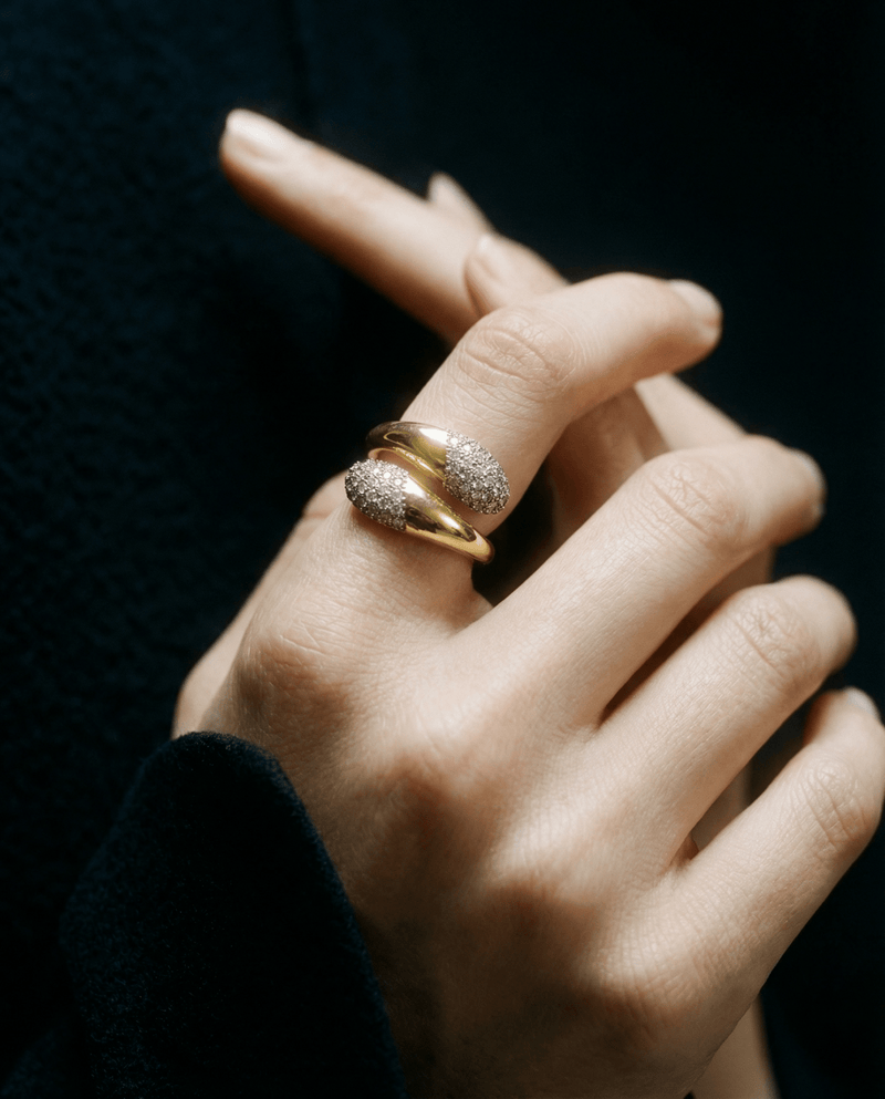 Sculptural pavé open wrap ring – Phoebe's