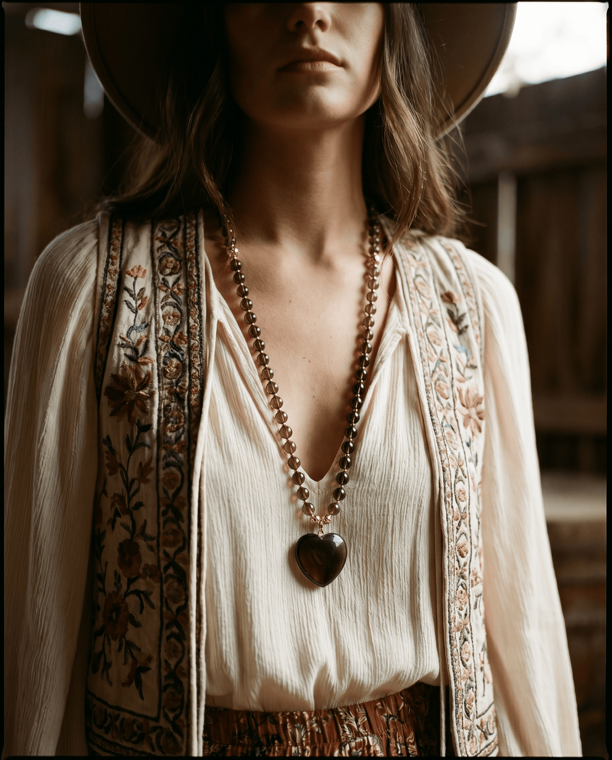Smoky Quartz Heart Long Necklace – Phoebe's