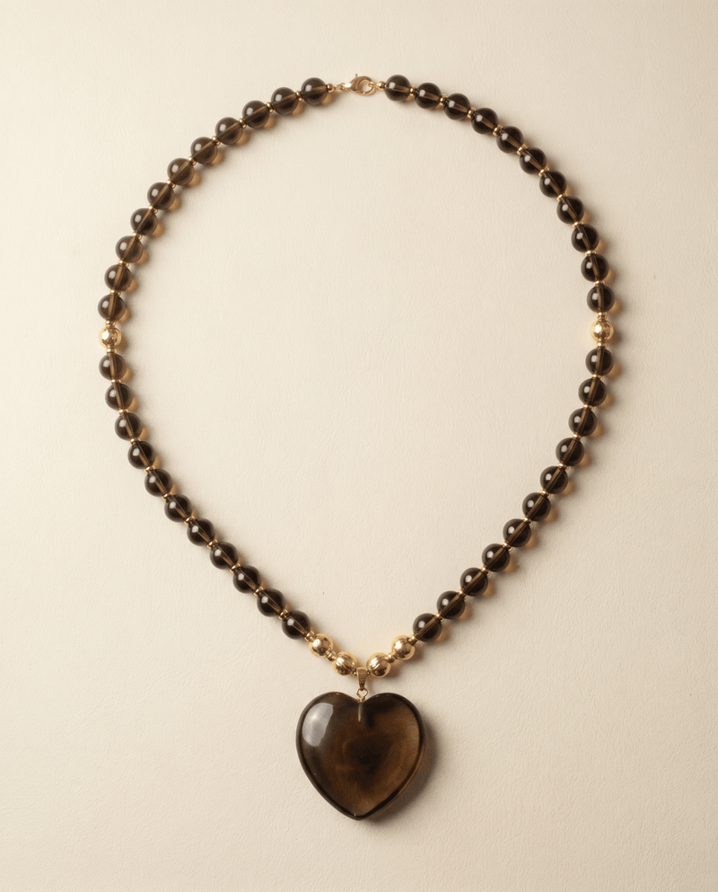 Smoky Quartz Heart Long Necklace, view 2 – Phoebe's
