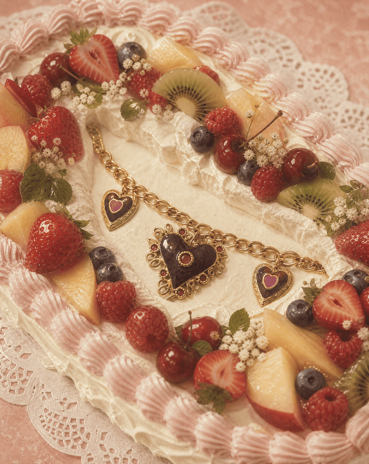 Vintage gold and purple enamel heart necklace – Phoebe's