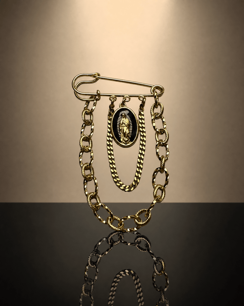 Virgin Mary chain safety pin brooch – Phoebe's