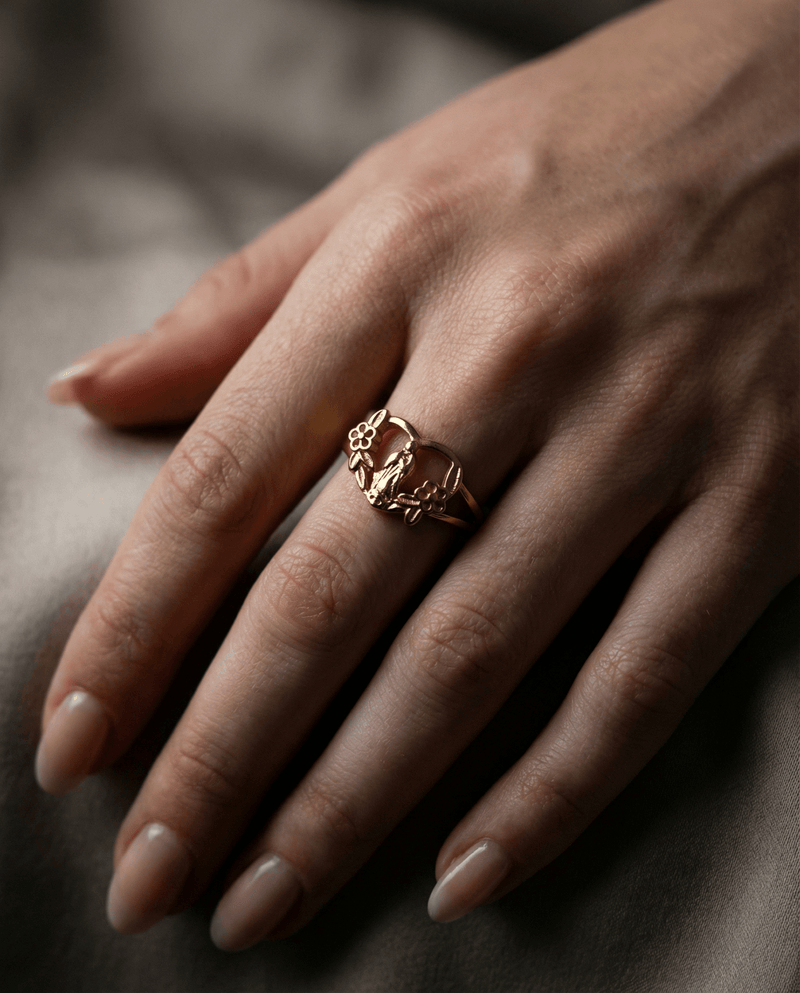 Virgin Mary floral ring, 18K gold plated – Phoebe's