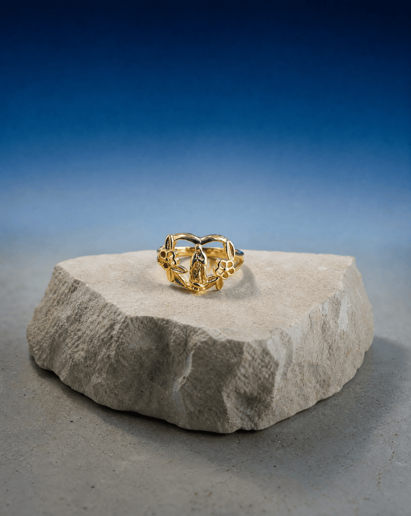Virgin Mary floral ring, 18K gold plated – Phoebe's
