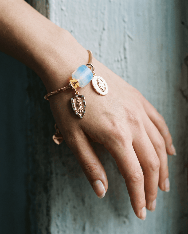 Virgin Mary and moonstone charm bracelet – Phoebe's