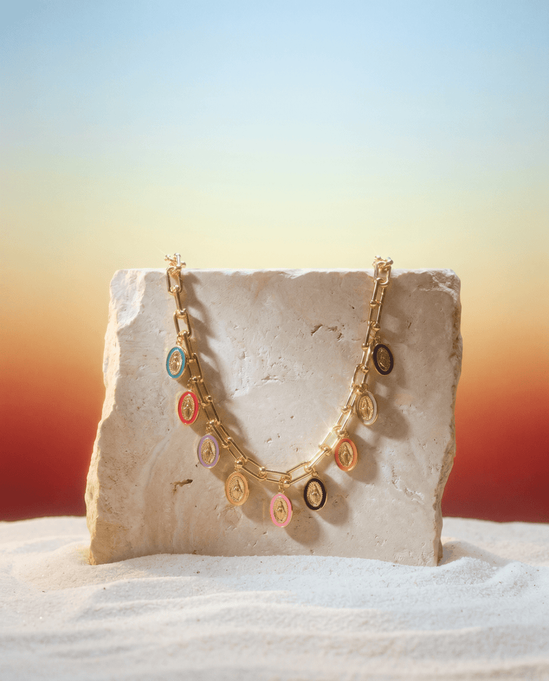 Virgin Mary multicolor charm ball chain necklace – Phoebe's