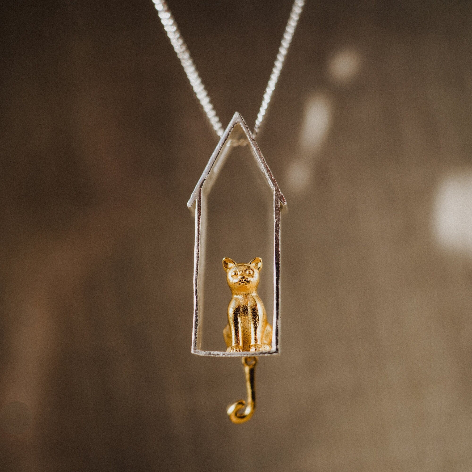 Cute Cat Necklace Women Funny Animal Stainless Steel Pendant - Temu